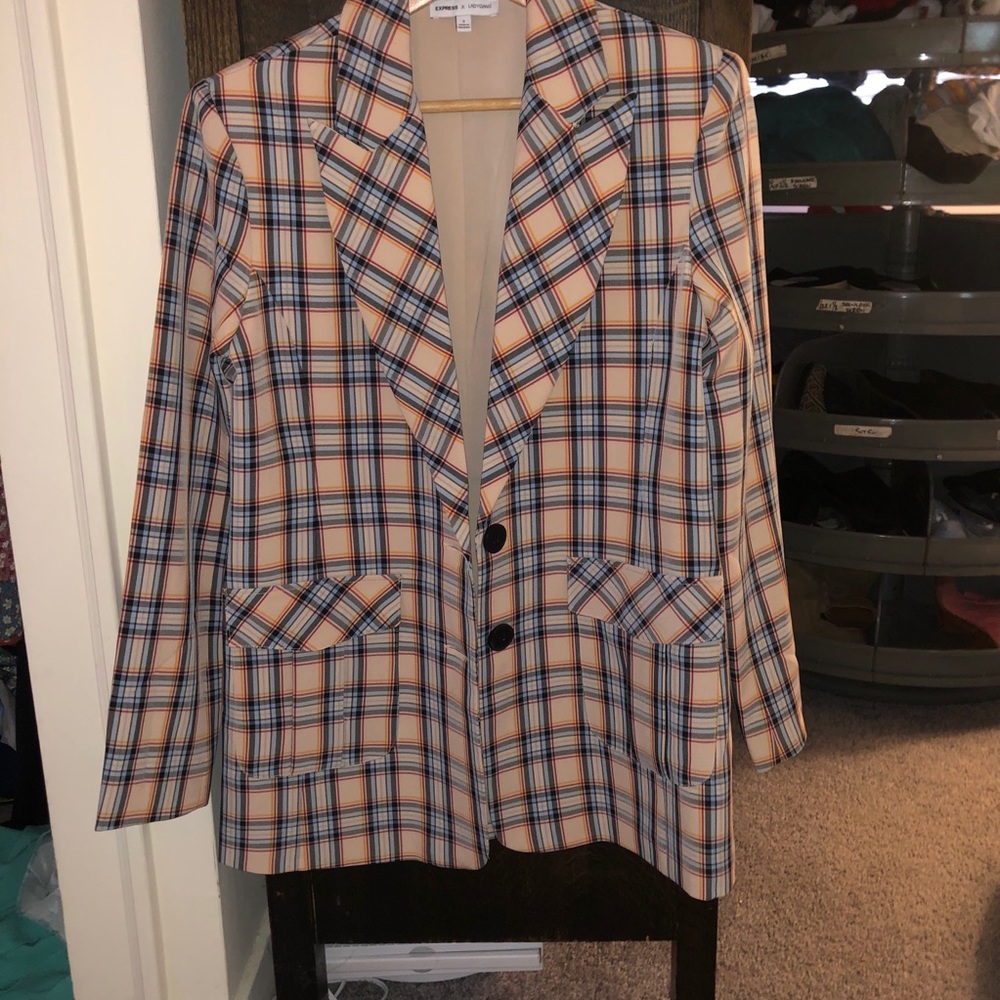NWOT Express Plaid Boyfriend Blazer